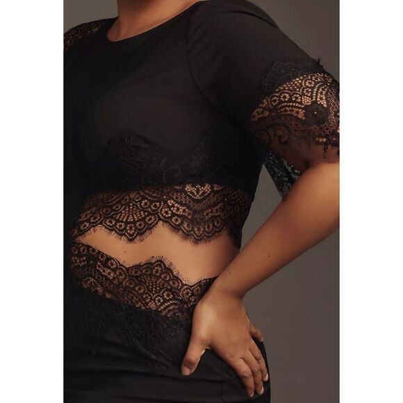 Anthropologie Asymmetrical Lace Maxi Slip Dress XS NWT | Modern Romantic Goth - Picture 15 of 15